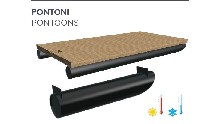 D500 Pontons PE ar slīpu galu